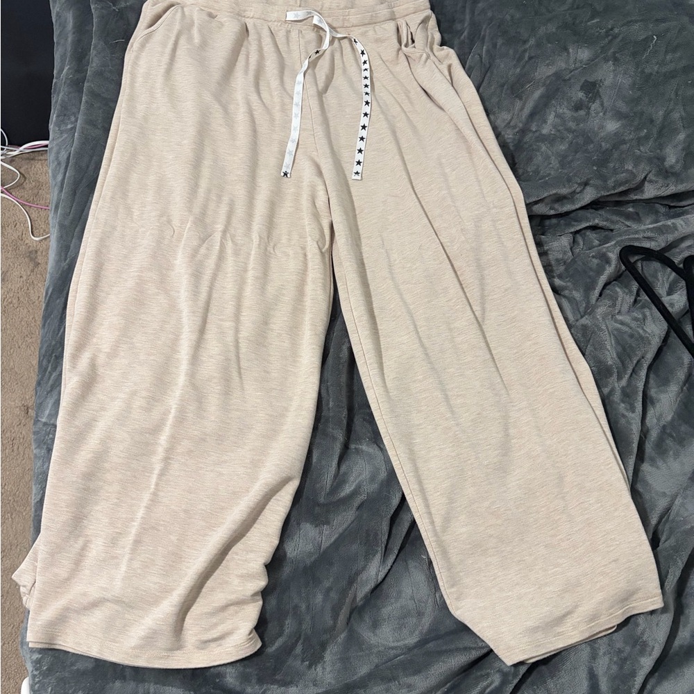 Beige Wide-Leg Lounge / Sleep Pants